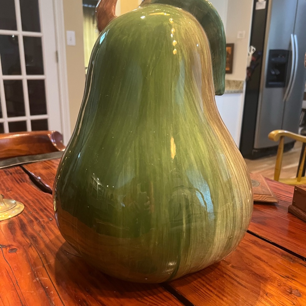 Green and Brown Ceramic Pear Decor
